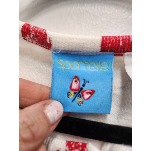 VTG 90s Sportelle Womens Wearable Art Cardigan Medium Heart Print Button Front - Picture 5 of 9